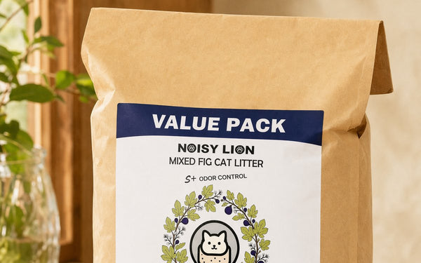 Noisy Lion Fig cat litter value pack — tofu, cassava, pea husk and walnut litter alternatives compared