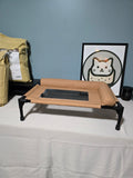 Breeze Cot cat bed styled with the Noisy Lion cat art print and 12 kg litter bag